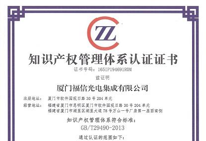 Our company won the certification of intellectual property management system